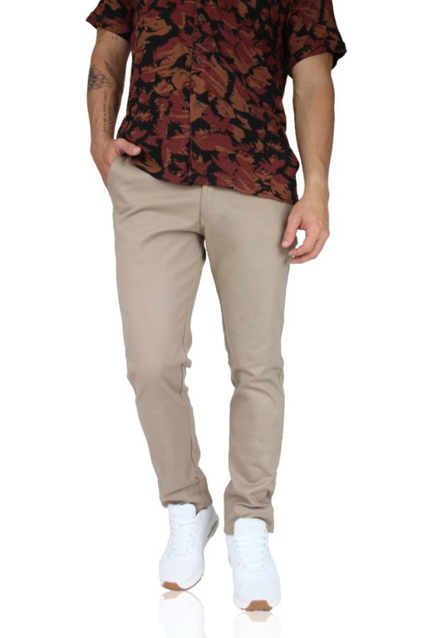 Pantalón de Vestir Stretch Color Caki Slim Fit Para Hombre